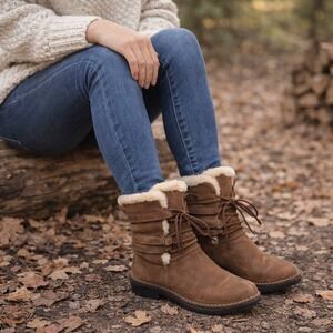 UGG Cambridge Ankle Boots Womens 6 Brown Leather Shearling Lace Up Western